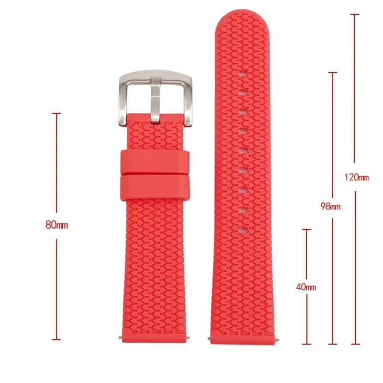 Pour Huawei Watch GT 4 46mm / 4 Pro / 4 41mm Bracelet Montre en Caoutchouc 22mm Remplacement Sangle - Rouge+Argent