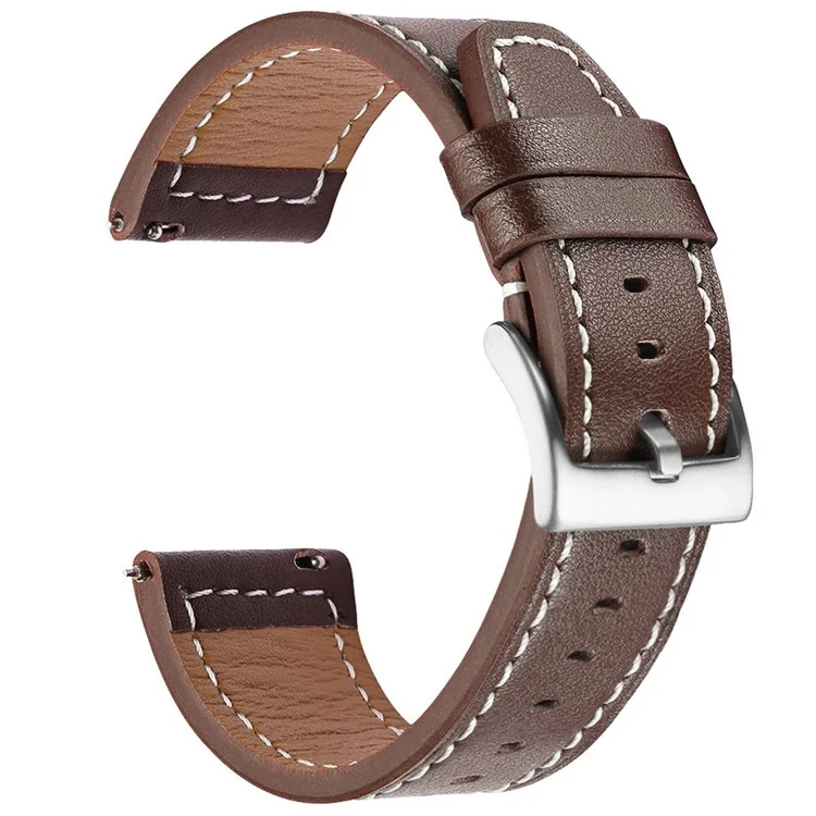 Per Huawei Watch GT 4 46mm / Watch 4 / Watch 4 Pro Cinturino 22mm Vera Pelle Bovina Linee di Cucitura - Marrone Chiaro