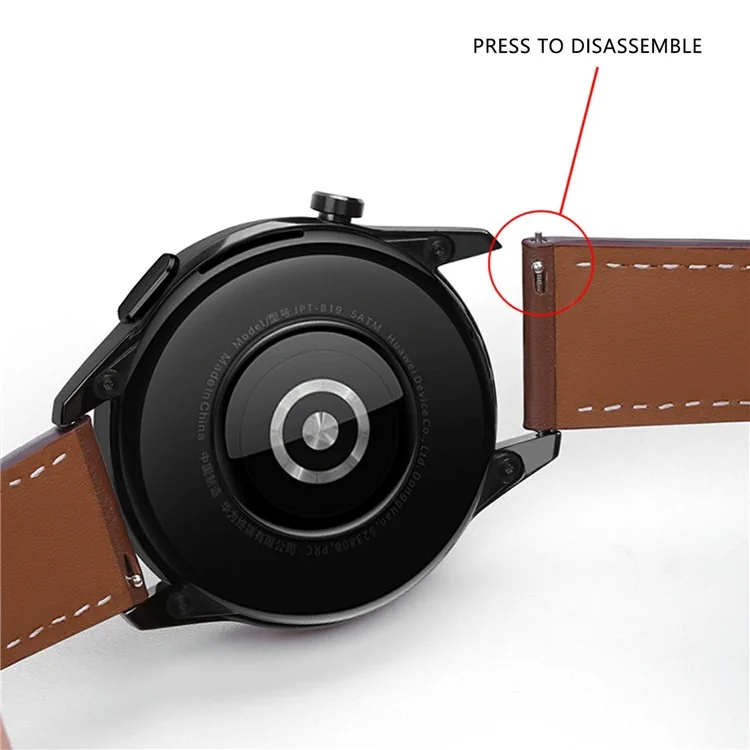 Per Huawei Watch GT 4 46mm / Watch 4 / Watch 4 Pro Cinturino 22mm Vera Pelle Bovina Linee di Cucitura - Marrone Chiaro