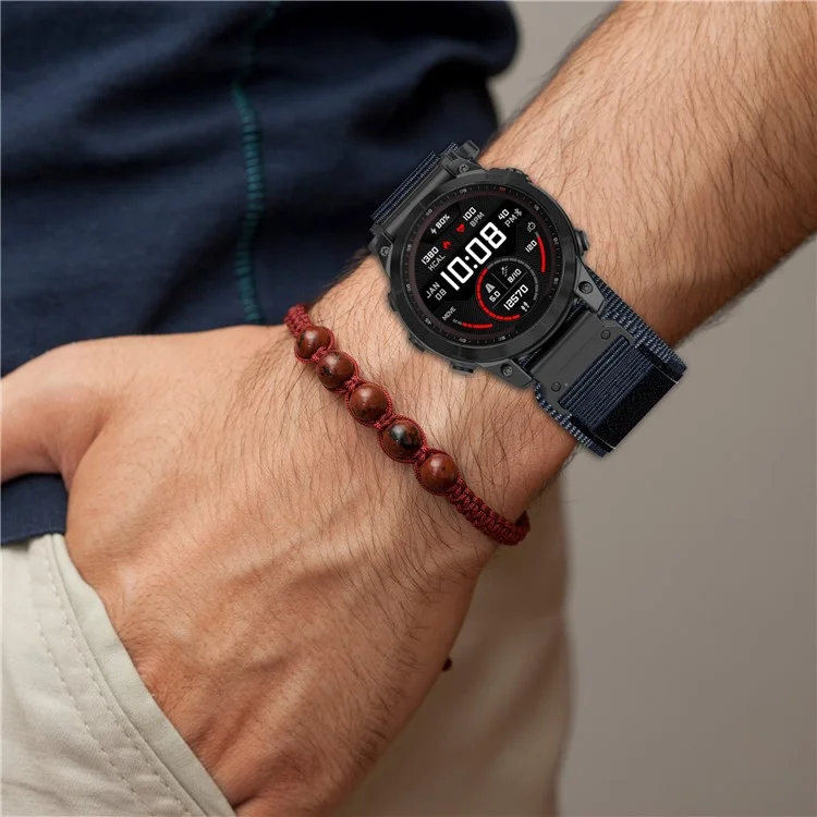 Para Garmin Fenix 7S / 7S Pro Quickfit 20mm Nylon Wrist Band Magic Tape Watch Strap - Negro