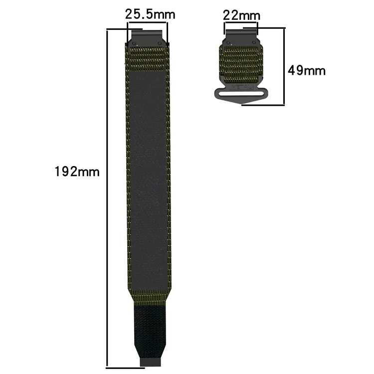 Para Garmin Fenix 7S / 7S Pro Quickfit 20mm Nylon Wrist Band Magic Tape Watch Strap - Negro
