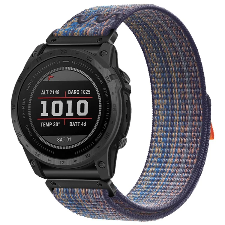 For  Garmin Fenix 7 / Forerunner 965 / 955 / 945 / 935 Wrist Band 22mm Nylon Watch Strap - Blue+Orange