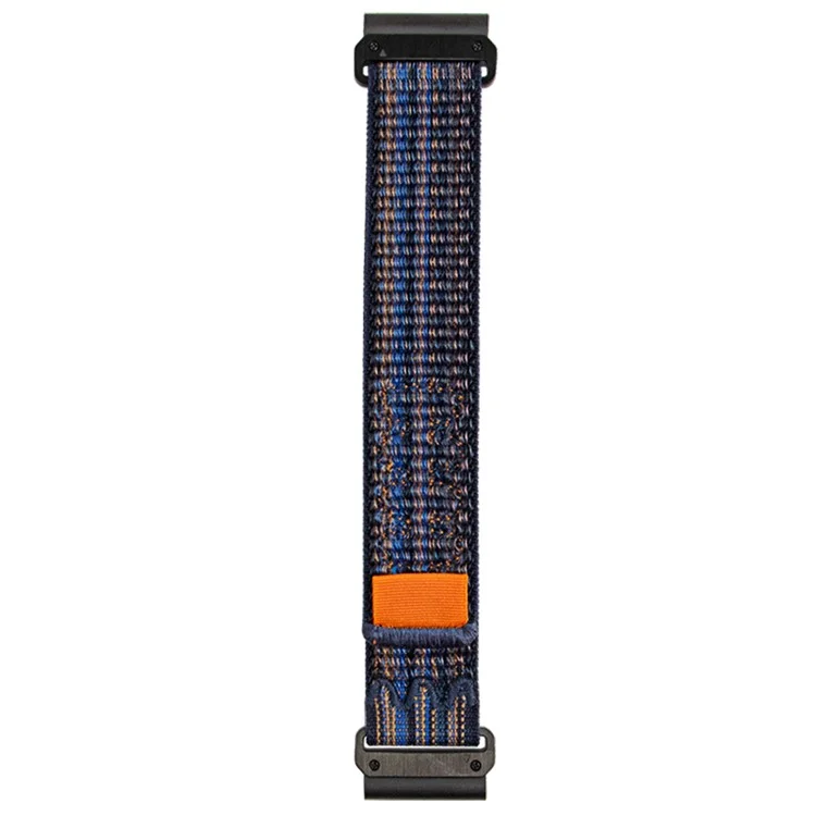 Für Garmin Tactix 7 Pro / Fenix 7X / 6X Pro / 5X Plus Universal Watch Strap Nylon Wrist Band 26mm - Blau+Orange