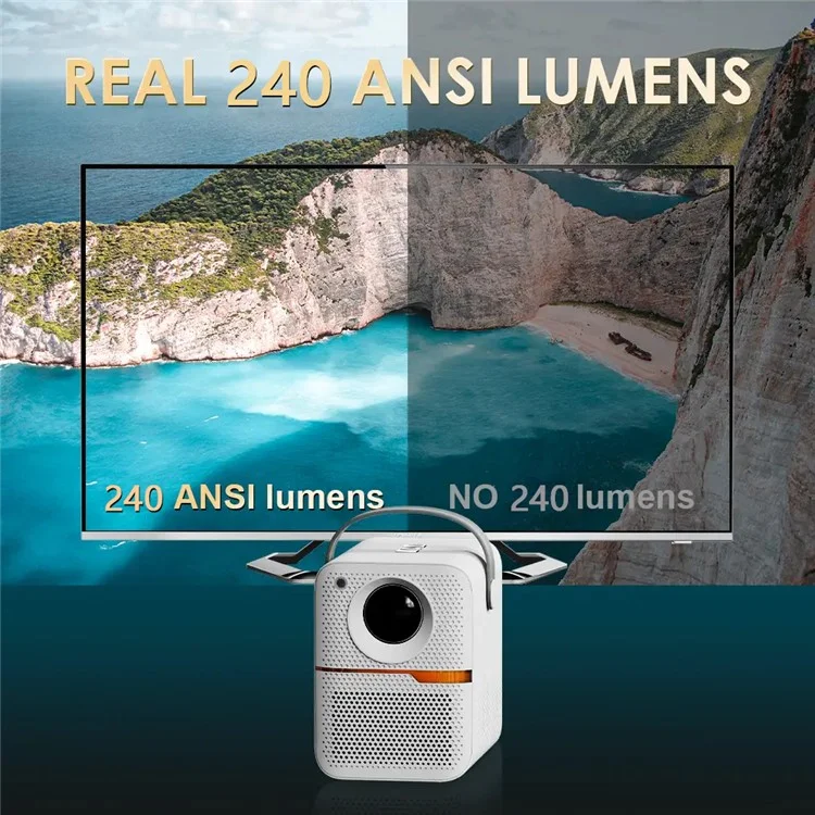 HONGTOP P10 Proyector Mini Portátil WiFi6 Bluetooth HD Video Teatro Doméstico 4+64G LED Proyector - Enchufe de EE. UU.