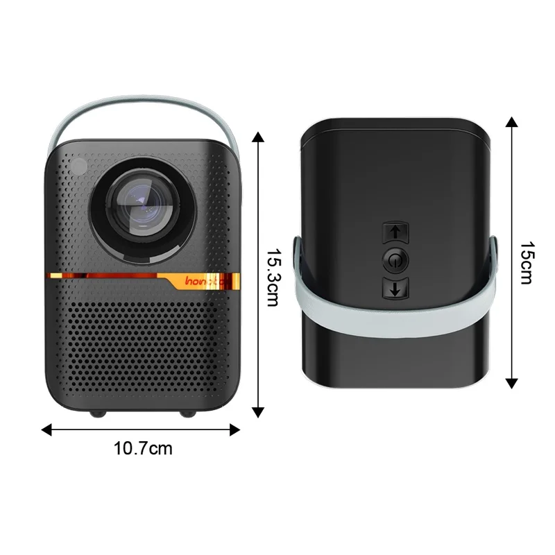 HONGTOP P11 Tragbarer Mini-Projektor WiFi6 Bluetooth-kompatibel HD-Video Home Theater 4+64G LED-Projektor - US-Stecker / Schwarz