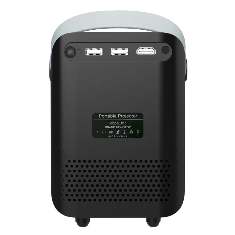 HONGTOP P11 Tragbarer Mini-Projektor WiFi6 Bluetooth-kompatibel HD-Video Home Theater 4+64G LED-Projektor - US-Stecker / Schwarz