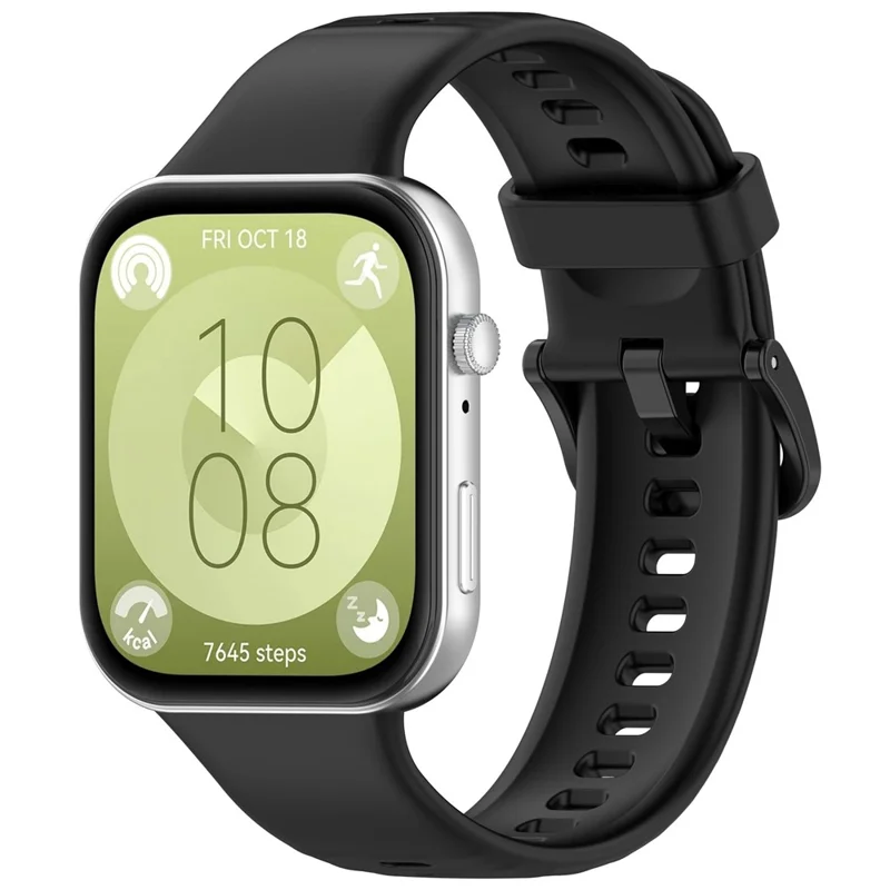 For Huawei Watch Fit 3 Silicone Strap Sport Watchbands Replacement - Black