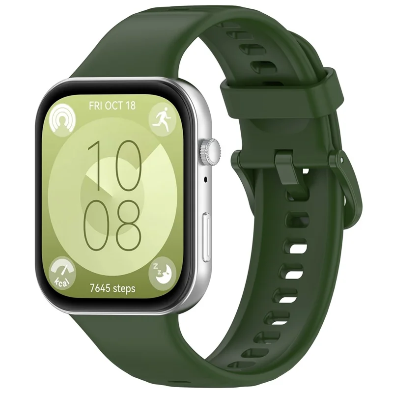 For Huawei Watch Fit 3 Silicone Strap Sport Watchbands Replacement - Army Green