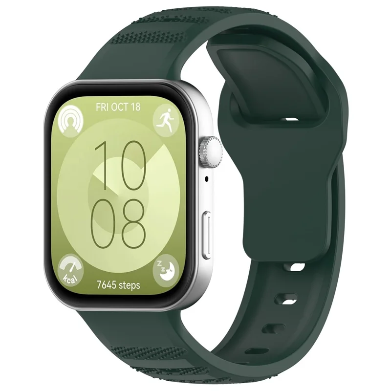 For Huawei Watch Fit 3 Silicone Watch Strap Dots Design Adjustable Wrist Band - Dark Green