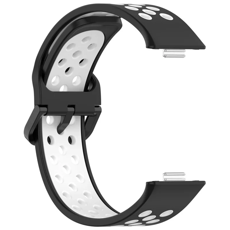 Für Huawei Watch Fit 3 Soft Silicone Watch Strap Ersatz Dual Color Band - Schwarz+Weiß