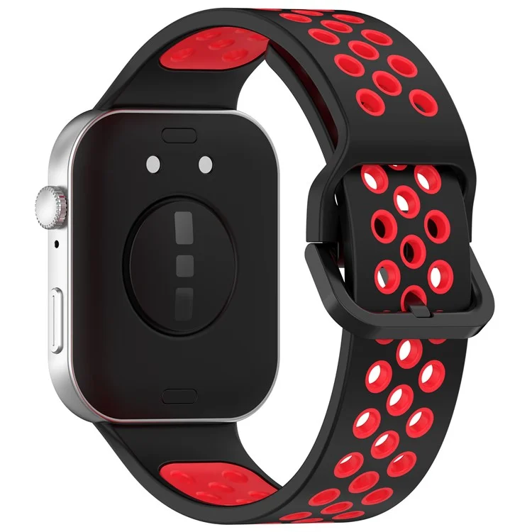 Para Huawei Watch Fit 3 Correa de Reloj de Silicona Suave de Reemplazo Banda de Dos Colores - Negro+Rojo