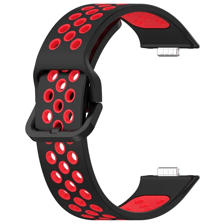 Para Huawei Watch Fit 3 Correa de Reloj de Silicona Suave de Reemplazo Banda de Dos Colores - Negro+Rojo