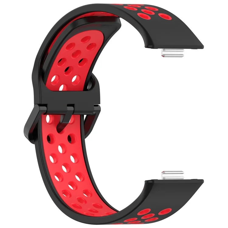 Para Huawei Watch Fit 3 Correa de Reloj de Silicona Suave de Reemplazo Banda de Dos Colores - Negro+Rojo