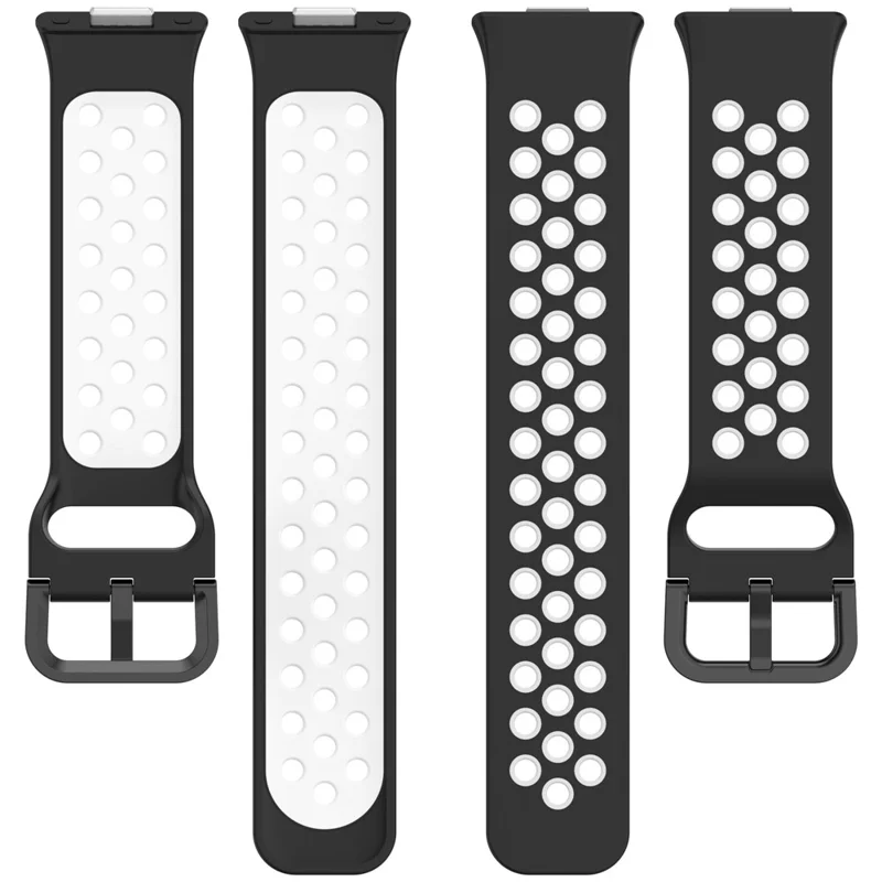 For Huawei Watch Fit 3 Soft Silicone Watch Strap Replacement Dual Color Band - Black+Grey