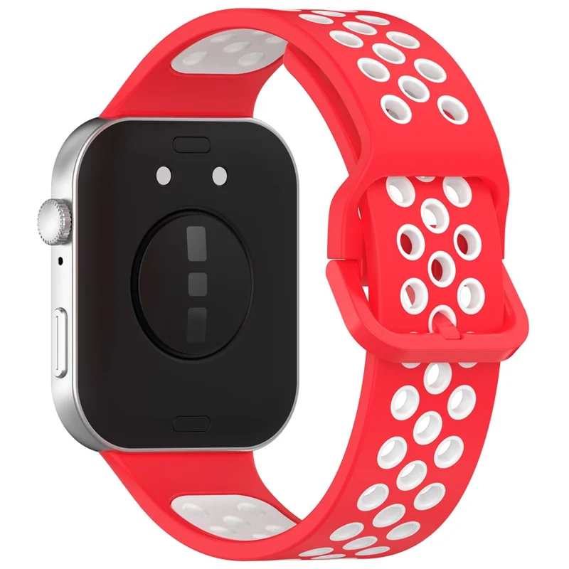 For Huawei Watch Fit 3 Soft Silicone Watch Strap Replacement Dual Color Band - Red+White