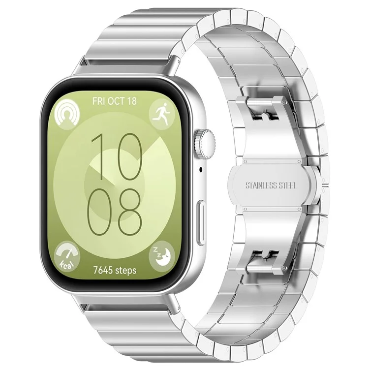 Para Huawei Watch Fit 3 Reemplazo de correa de acero inoxidable Correa de reloj de metal - Plata
