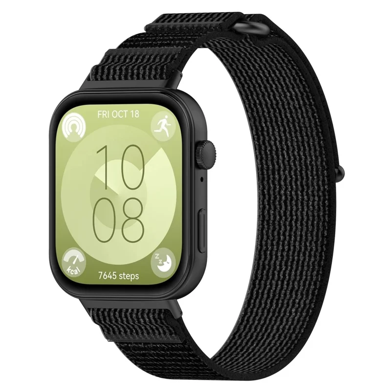 For Huawei Watch Fit 3 Wrist Watch Band Nylon Comfortable Strap Replacement - Black+Grey