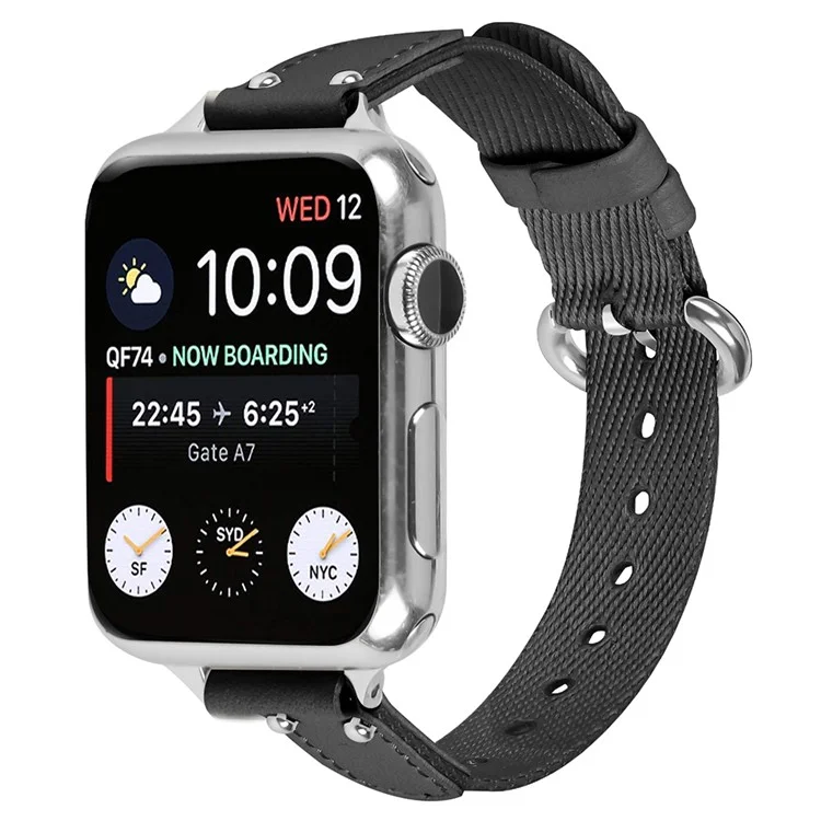 Nylon Braided Strap for Apple Watch 10 46mm / Ultra 2 / Ultra 49mm / 9 8 7 45mm / SE (2023) SE (2022) SE 6 5 4 44mm / 3 2 1 42mm Wrist Band - Black