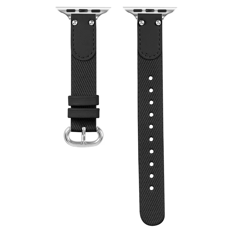 Nylon Braided Strap for Apple Watch 10 46mm / Ultra 2 / Ultra 49mm / 9 8 7 45mm / SE (2023) SE (2022) SE 6 5 4 44mm / 3 2 1 42mm Wrist Band - Black