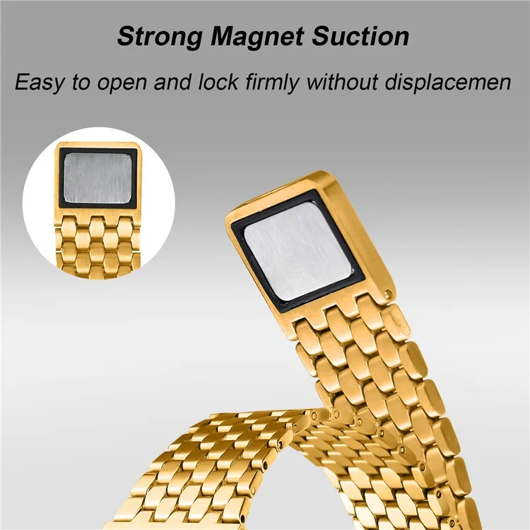 For Apple Watch 10 46mm / Ultra 2 / Ultra 49mm / 9 8 7 45mm / SE (2023) SE (2022) SE 6 5 4 44mm / 3 2 1 42mm Magnetic Buckle Stainless Steel Strap - Gold