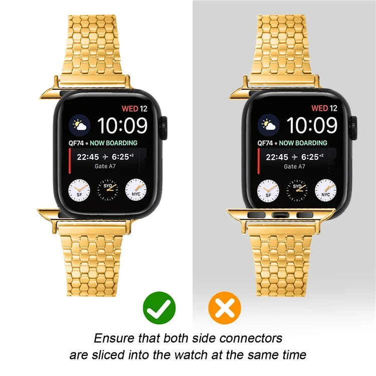 For Apple Watch 10 46mm / Ultra 2 / Ultra 49mm / 9 8 7 45mm / SE (2023) SE (2022) SE 6 5 4 44mm / 3 2 1 42mm Magnetic Buckle Stainless Steel Strap - Gold