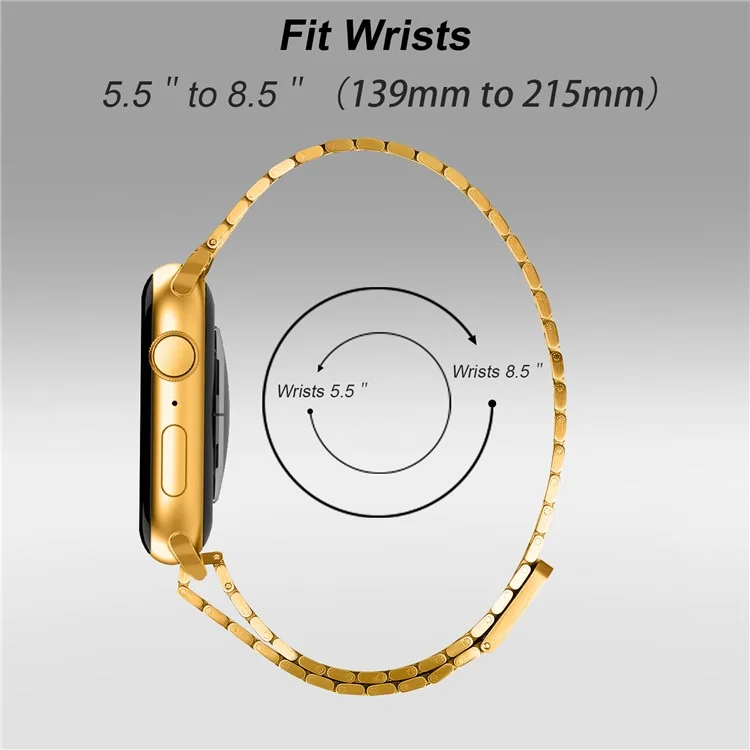 For Apple Watch 10 46mm / Ultra 2 / Ultra 49mm / 9 8 7 45mm / SE (2023) SE (2022) SE 6 5 4 44mm / 3 2 1 42mm Magnetic Buckle Stainless Steel Strap - Gold