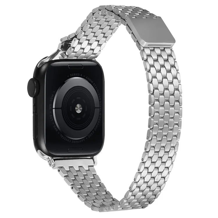 Magnetic Buckle Strap for Apple Watch 10 46mm / Ultra 2 / Ultra 49mm / 9 8 7 45mm / SE (2023) SE (2022) SE 6 5 4 44mm / 3 2 1 42mm Stainless Steel Band - Silver