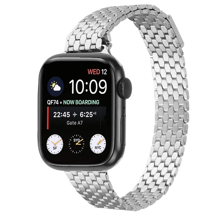 Magnetic Buckle Strap for Apple Watch 10 46mm / Ultra 2 / Ultra 49mm / 9 8 7 45mm / SE (2023) SE (2022) SE 6 5 4 44mm / 3 2 1 42mm Stainless Steel Band - Silver