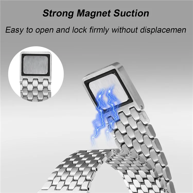 Magnetic Buckle Strap for Apple Watch 10 46mm / Ultra 2 / Ultra 49mm / 9 8 7 45mm / SE (2023) SE (2022) SE 6 5 4 44mm / 3 2 1 42mm Stainless Steel Band - Silver