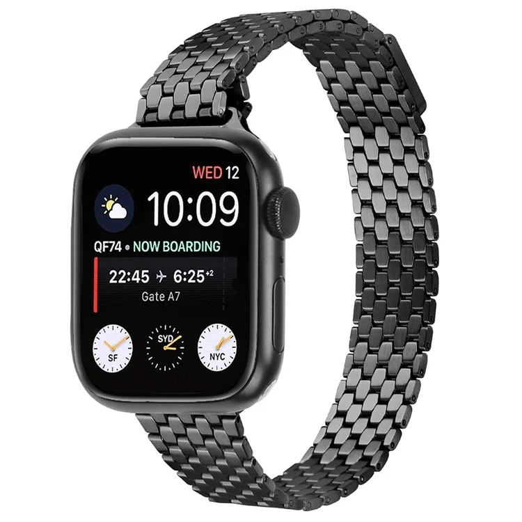 Stainless Steel Strap for Apple Watch 10 46mm / Ultra 2 / Ultra 49mm / 9 8 7 45mm / SE (2023) SE (2022) SE 6 5 4 44mm / 3 2 1 42mm Magnetic Buckle Band - Black
