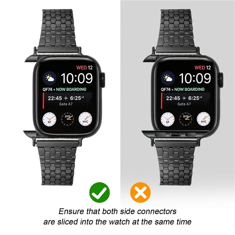 Stainless Steel Strap for Apple Watch 10 46mm / Ultra 2 / Ultra 49mm / 9 8 7 45mm / SE (2023) SE (2022) SE 6 5 4 44mm / 3 2 1 42mm Magnetic Buckle Band - Black