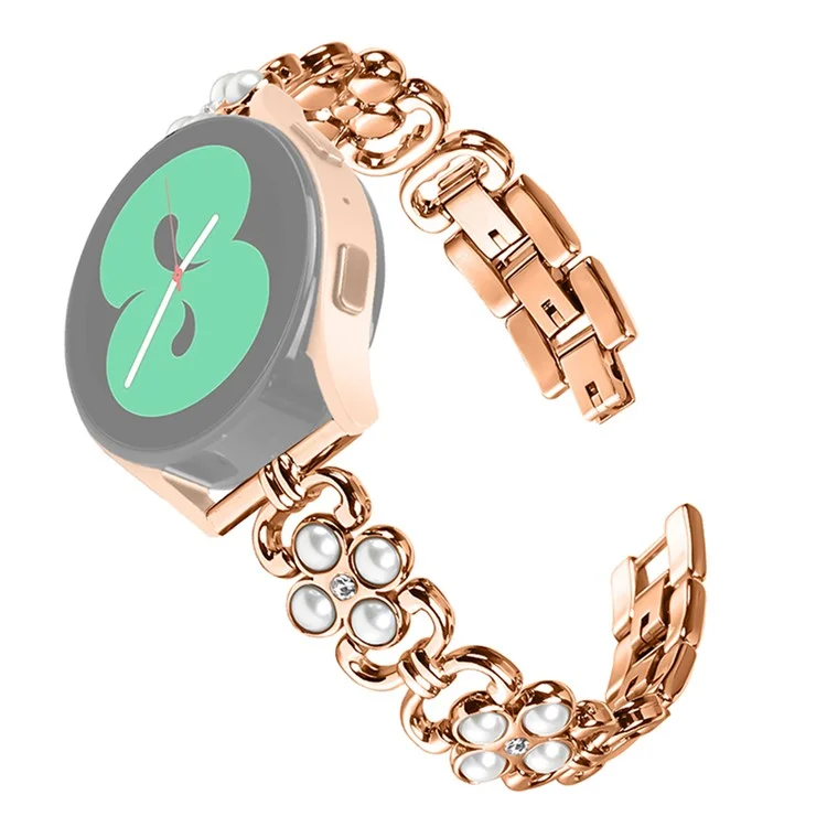 Para Huami Amazfit Bip / Bip Lite Pearl Decor Four Leaf Clover Stainless Steel Strap Watch Band - Rose Gold
