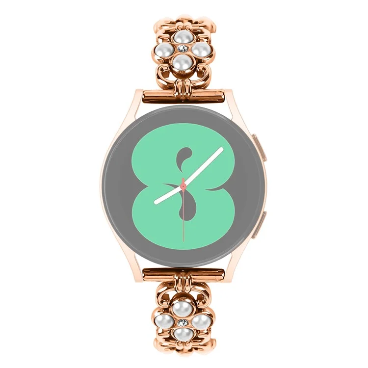 Para Huami Amazfit Bip / Bip Lite Pearl Decor Four Leaf Clover Stainless Steel Strap Watch Band - Rose Gold