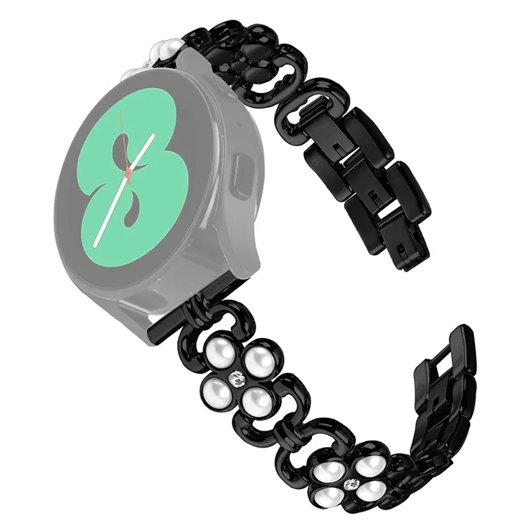 Per Huawei Watch 2 Wrist Band Pearl Decor Four Leaf Clover Stainless Steel Strap - Nero