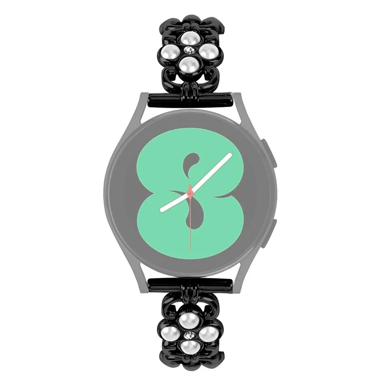Para Garmin Vivomove 3 / GarminMove 3 Fashion Pearl Four Leaf Clover Watch Band Pulsera de acero inoxidable - Negro