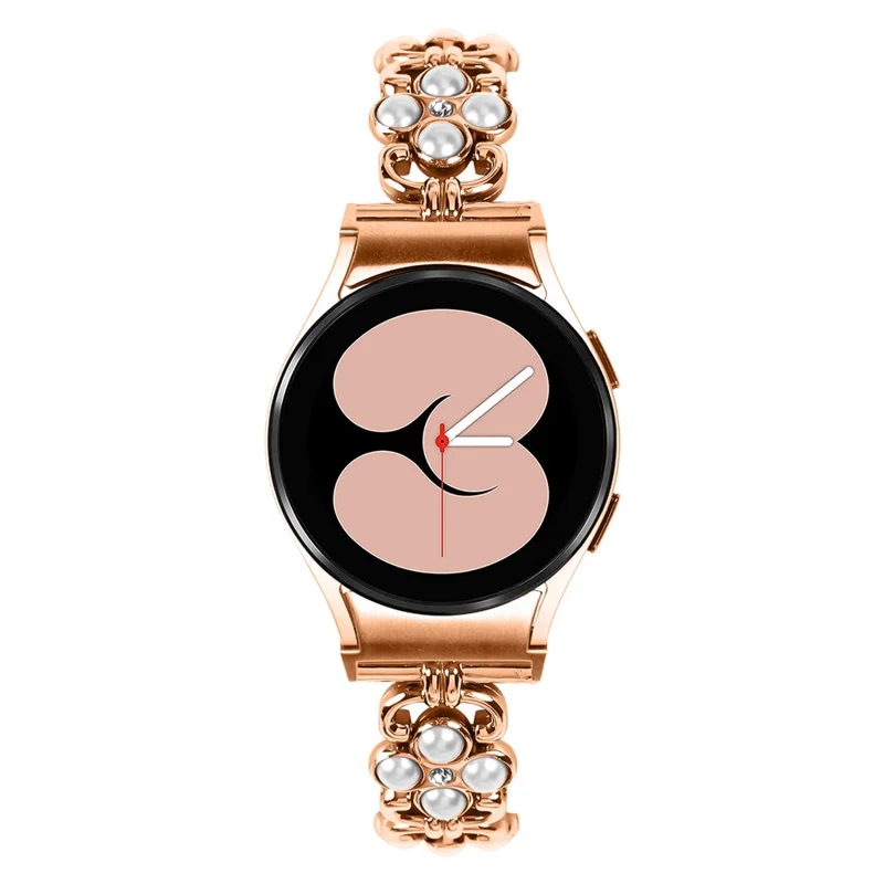 Per Samsung Galaxy Watch6 40mm 44mm / Watch6 Classic 43mm 47mm Quick Release Four Leaf Clover Stainless Steel Watch Strap - Rose Gold