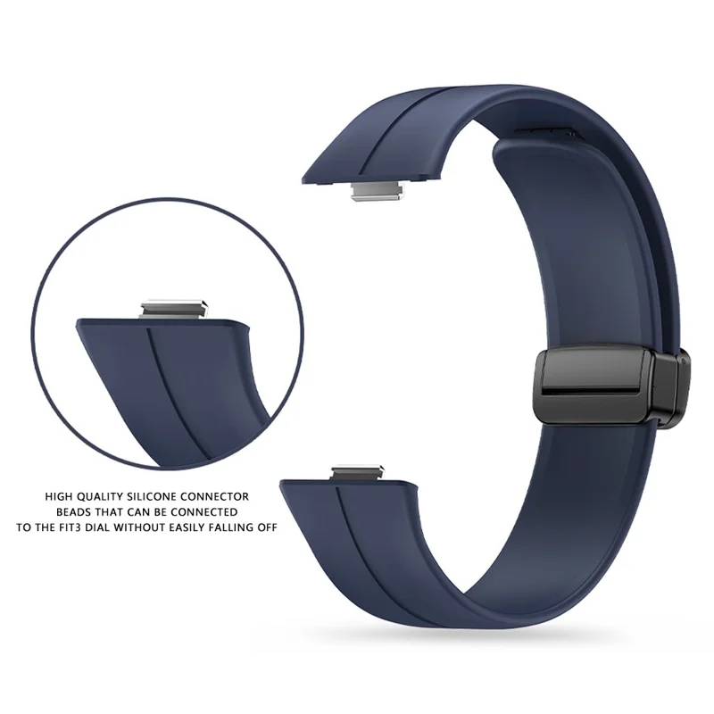 For Huawei Watch Fit 3 Silicone Strap Magnetic Folding Buckle Watch Band - Blue