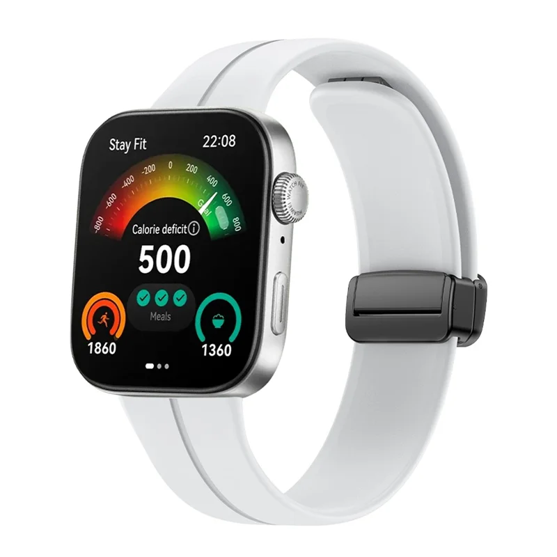 Pour Huawei Watch Fit 3 Bracelet en Silicone à Boucle Magnétique Pliante - Blanc