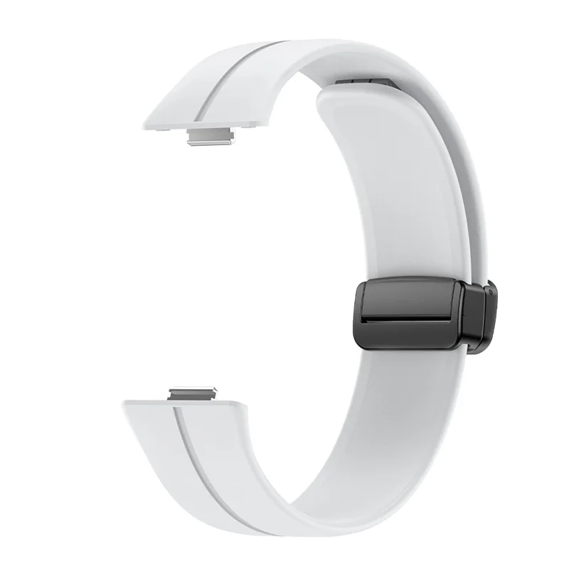 Pour Huawei Watch Fit 3 Bracelet en Silicone à Boucle Magnétique Pliante - Blanc