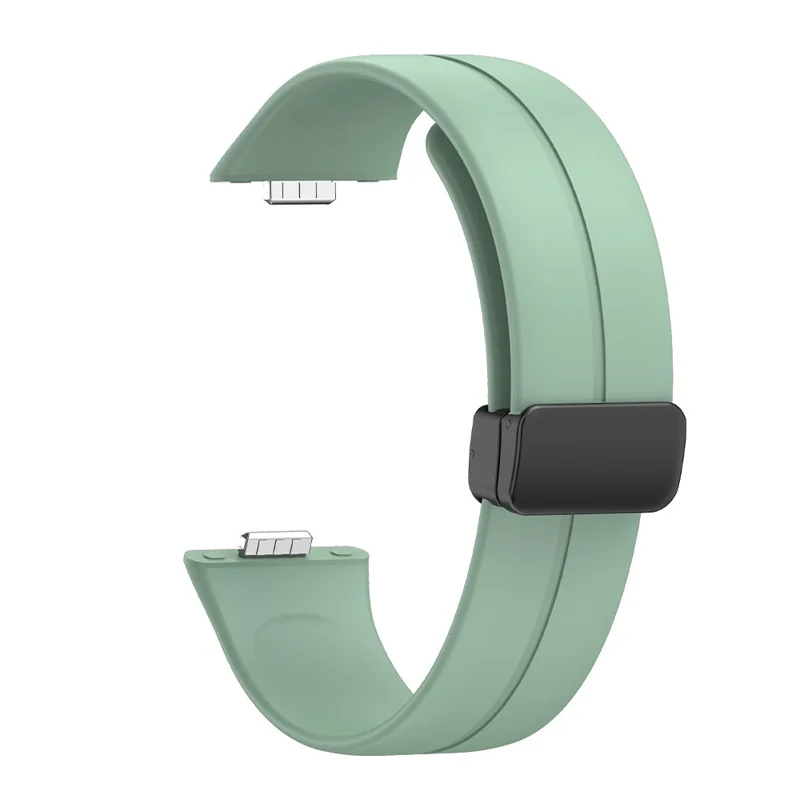 For Huawei Watch Fit 3 Silicone Strap Magnetic Folding Buckle Watch Band - Grey Green