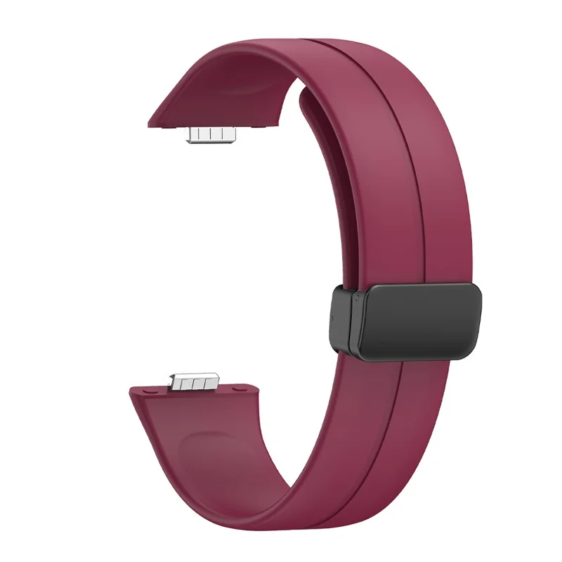 For Huawei Watch Fit 3 Silicone Strap Magnetic Folding Buckle Watch Band - Wine Red
