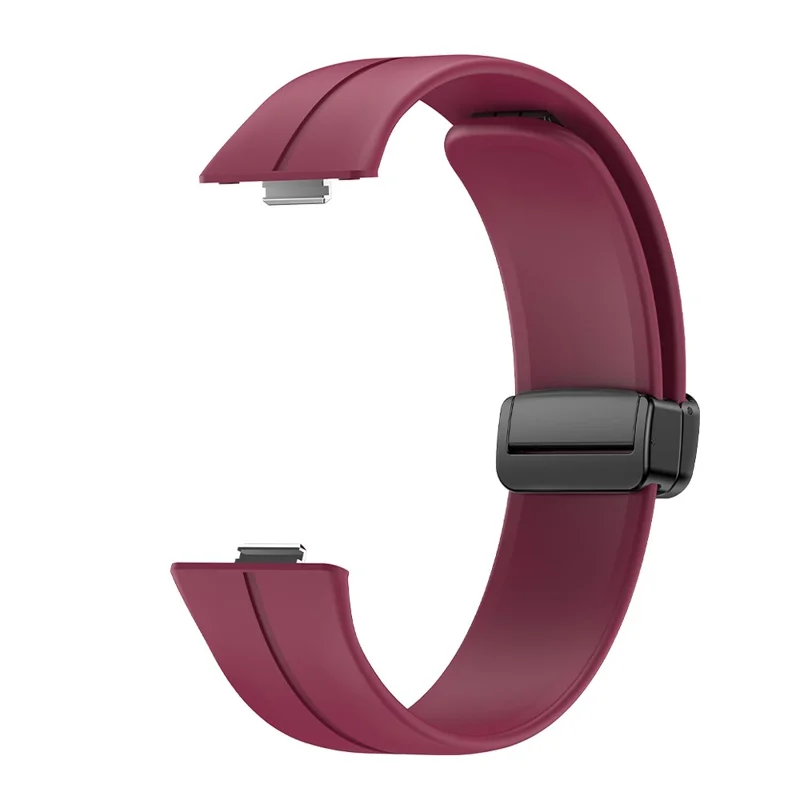 For Huawei Watch Fit 3 Silicone Strap Magnetic Folding Buckle Watch Band - Wine Red