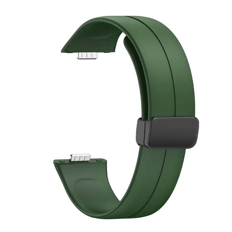 Para Huawei Watch Fit 3 Pulseira de Silicone com Fivela Magnética Dobrável - Verde