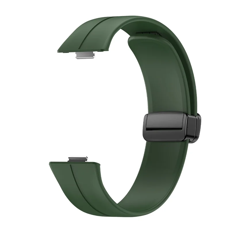 Para Huawei Watch Fit 3 Pulseira de Silicone com Fivela Magnética Dobrável - Verde