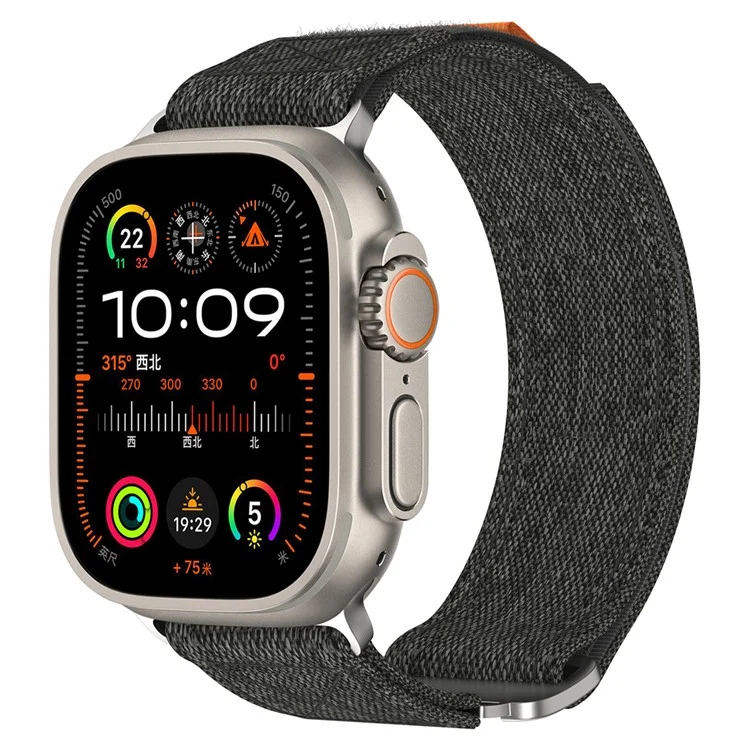 Для Apple Watch 10 46мм / Ultra 2 / Ultra 49мм / 9 8 7 45мм / SE (2023) SE (2022) SE 6 5 4 44мм / 3 2 1 42мм Ремешок для часов Nylon Loop - Черный