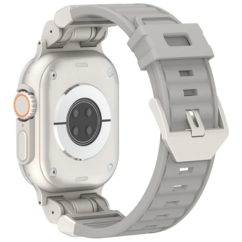 Für Apple Watch 10 46mm / Ultra 2 / Ultra 49mm / 9 8 7 45mm / SE (2023) SE (2022) SE 6 5 4 44mm / 3 2 1 42mm Silikon-Armband Gestreiftes Uhrenarmband - Grau