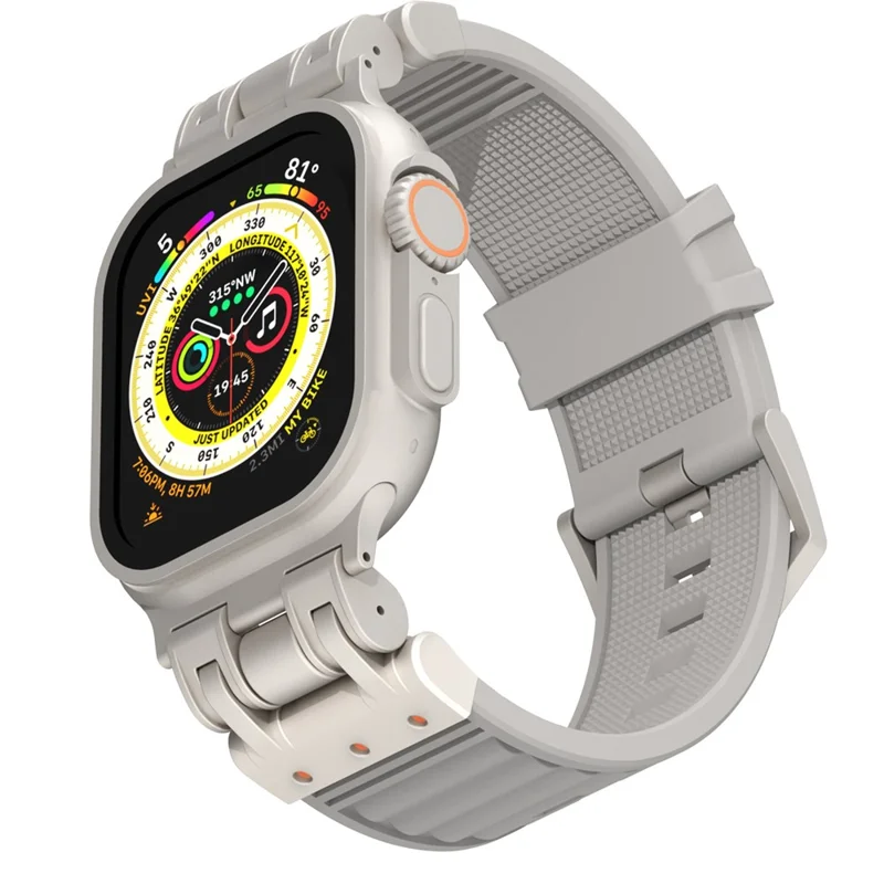 Für Apple Watch 10 46mm / Ultra 2 / Ultra 49mm / 9 8 7 45mm / SE (2023) SE (2022) SE 6 5 4 44mm / 3 2 1 42mm Silikon-Armband Gestreiftes Uhrenarmband - Grau