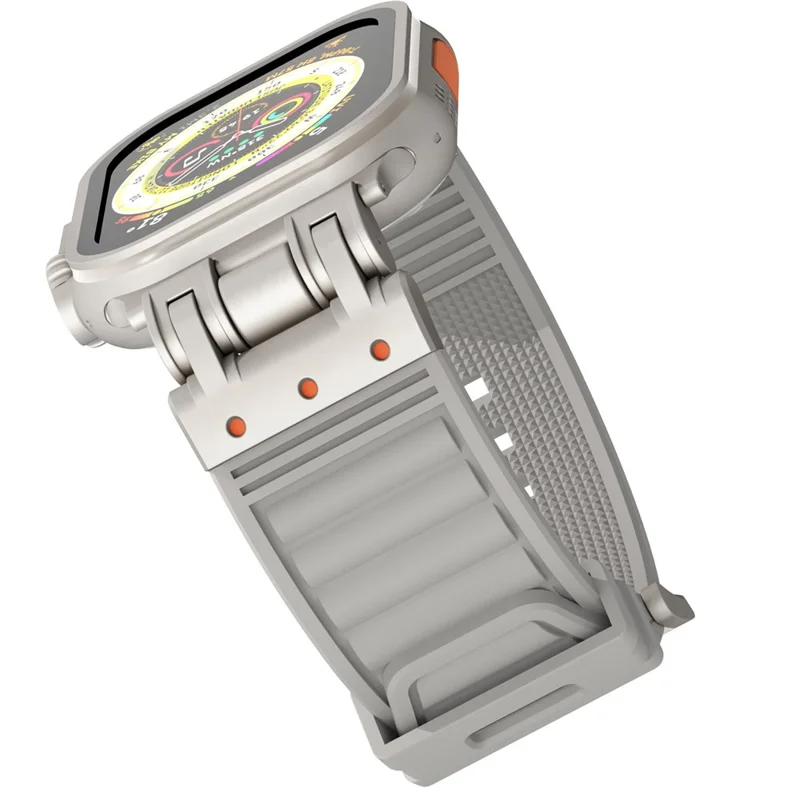 Für Apple Watch 10 46mm / Ultra 2 / Ultra 49mm / 9 8 7 45mm / SE (2023) SE (2022) SE 6 5 4 44mm / 3 2 1 42mm Silikon-Armband Gestreiftes Uhrenarmband - Grau