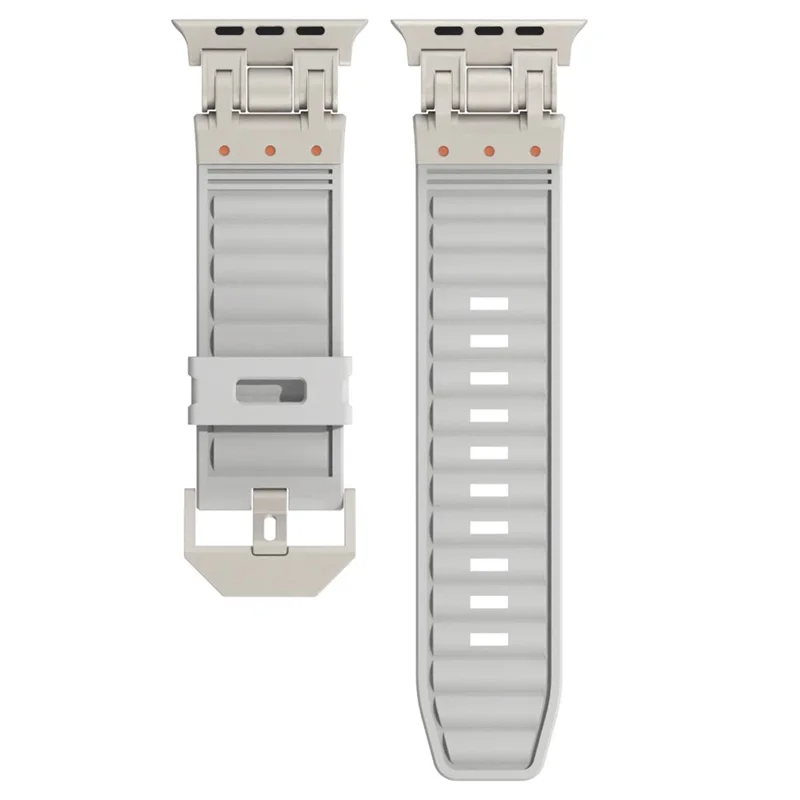 Für Apple Watch 10 46mm / Ultra 2 / Ultra 49mm / 9 8 7 45mm / SE (2023) SE (2022) SE 6 5 4 44mm / 3 2 1 42mm Silikon-Armband Gestreiftes Uhrenarmband - Grau