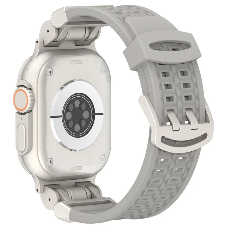 Per Apple Watch 10 46mm / Ultra 2 / Ultra 49mm / 9 8 7 45mm / SE (2023) SE (2022) SE 6 5 4 44mm / 3 2 1 42mm Cinturino in silicone a doppio artiglio - Grigio